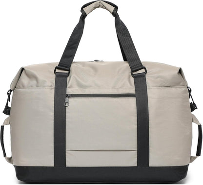 SUNNY BIRD Duffel with Utility Pouch, 40L Weekender Overnight Bag with Shoe Compartment for Travel and Sports (Grey and black)