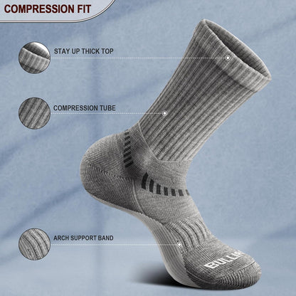 BULLIANT Compression Socks for Men 6Pairs, Athletic Crew Socks Cushioned For Men Sports Running-Arch Support