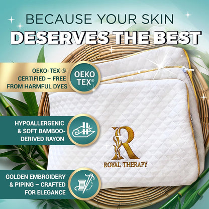 Royal Therapy Queen Memory Foam Pillows 4-Pack - Shredded Memory Foam Pillow for All Sleep Positions - Medium Firm Pillow with Adjustable Loft, Bamboo Rayon Cover, CertiPUR-US, Oeko-TEX Certified