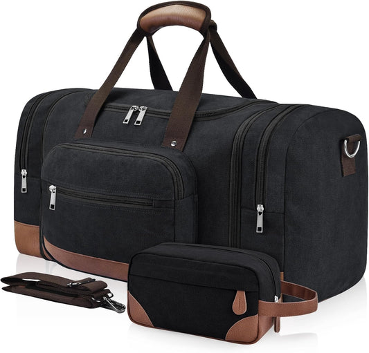 Dimayar Canvas Duffle Bag for Travel,Expandable Carry on Bag,Overnight Weekend Gym Bag Duffel Bag Mens Travel Bag
