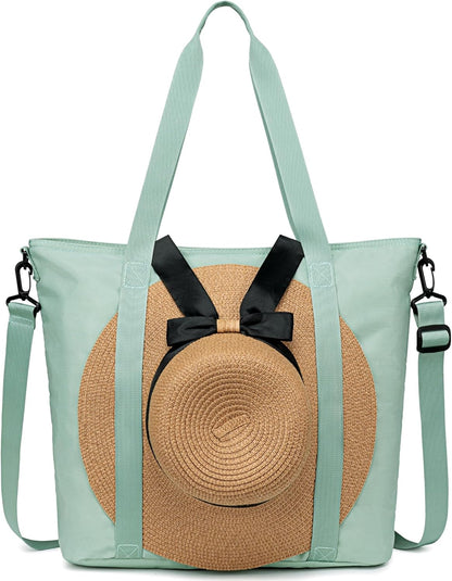 LEDAOU Beach Bags for Women, Beach Bags Waterproof Sandproof, Packable Beach Tote Bag with Zipper Travel Sports