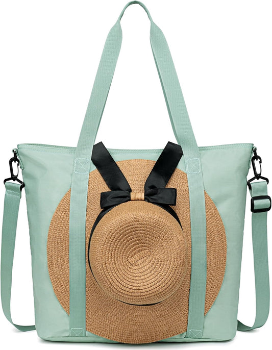 LEDAOU Beach Bags for Women, Beach Bags Waterproof Sandproof, Packable Beach Tote Bag with Zipper Travel Sports