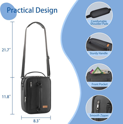 Expandable Lunch Bag for Men, (10.7L) Insulated Lunch Box, Portable Large Cooler Bag with Shoulder Straps for Men Women Adult for Work College Travel, Black