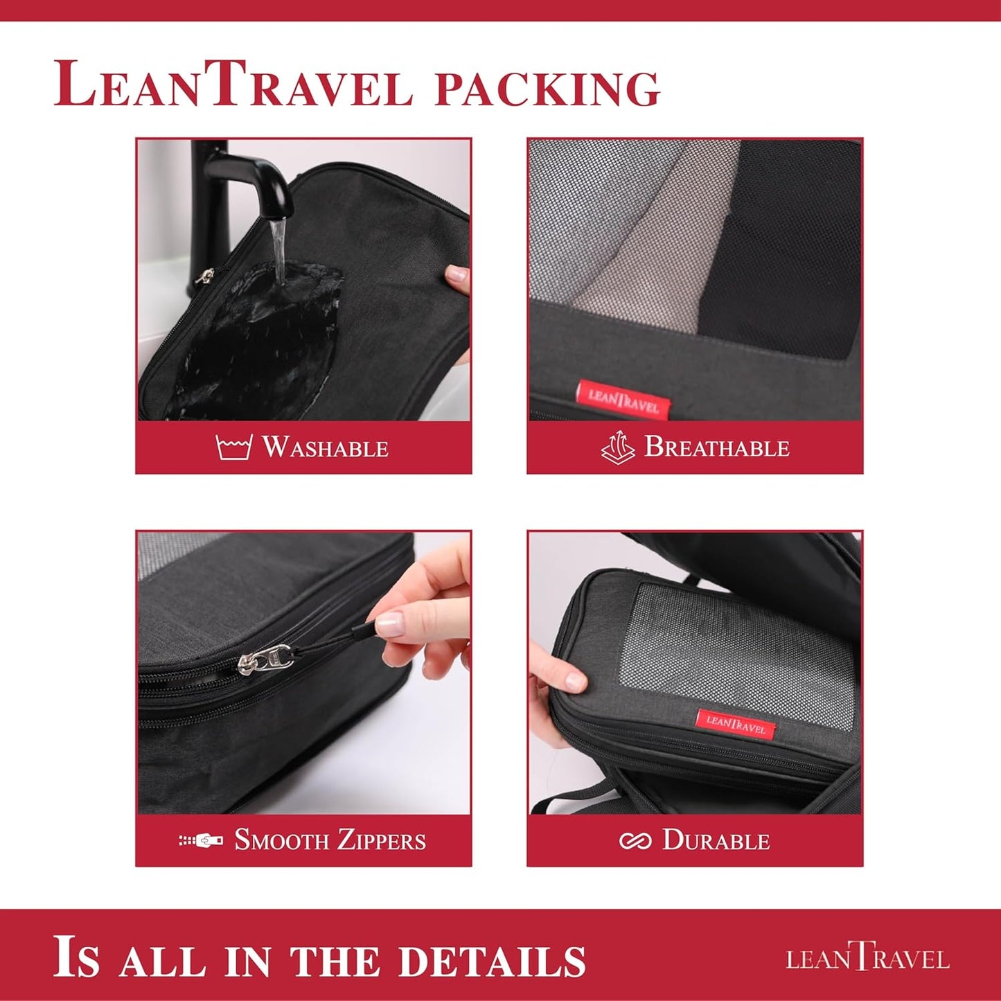 Compression Packing Cubes for Travel Organizers with Double Zipper, LeanTravel