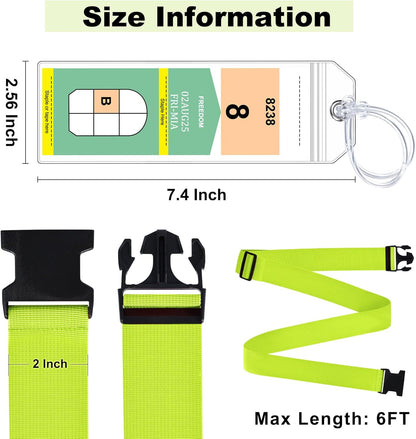 8 Pack Luggage Straps and Cruise Luggage Tags Set (4 Straps, 4 Narrow Tags), Luggage Straps for Suitcases TSA Approved Suitcase Tags, Green