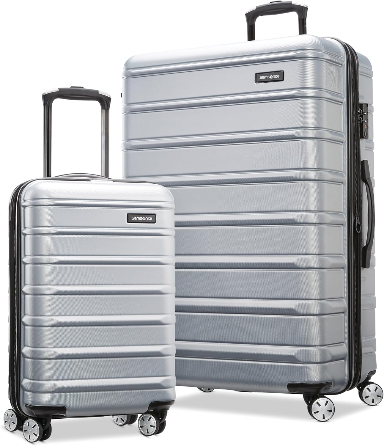 Samsonite Omni 2 Hardside Expandable Luggage with Spinner Wheels, 2PC SET (CO/L), Arctic Silver