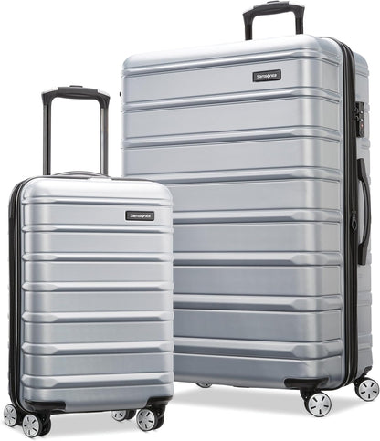 Samsonite Omni 2 Hardside Expandable Luggage with Spinner Wheels, 2PC SET (CO/L), Arctic Silver