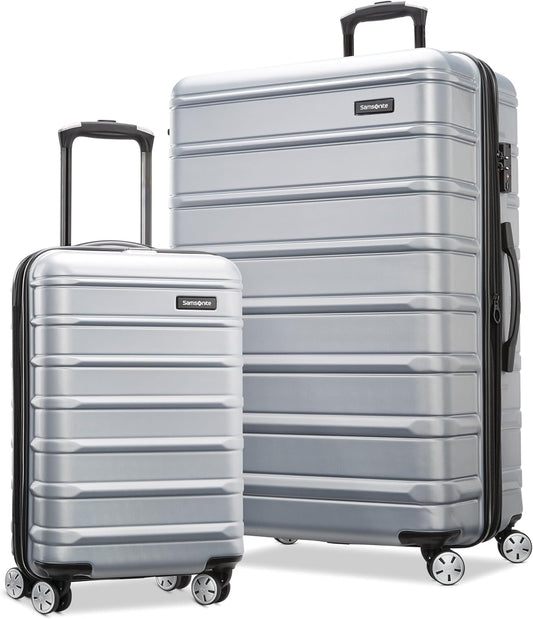Samsonite Omni 2 Hardside Expandable Luggage with Spinner Wheels, 2PC SET (CO/L), Arctic Silver