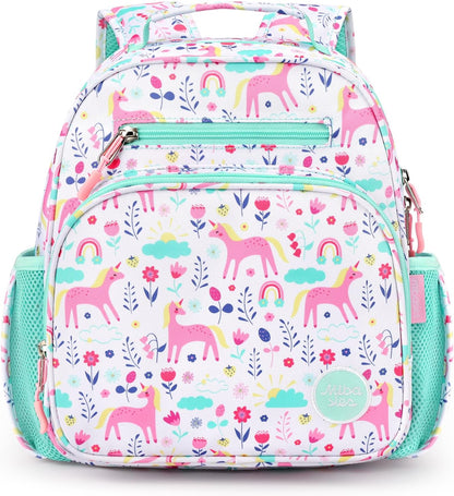 mibasies Toddler Backpack for Girls 2-4: Cute Kids Backpacks for Girls - Preschool Kindergarten Backpack - Unicorn Garden Turquoise