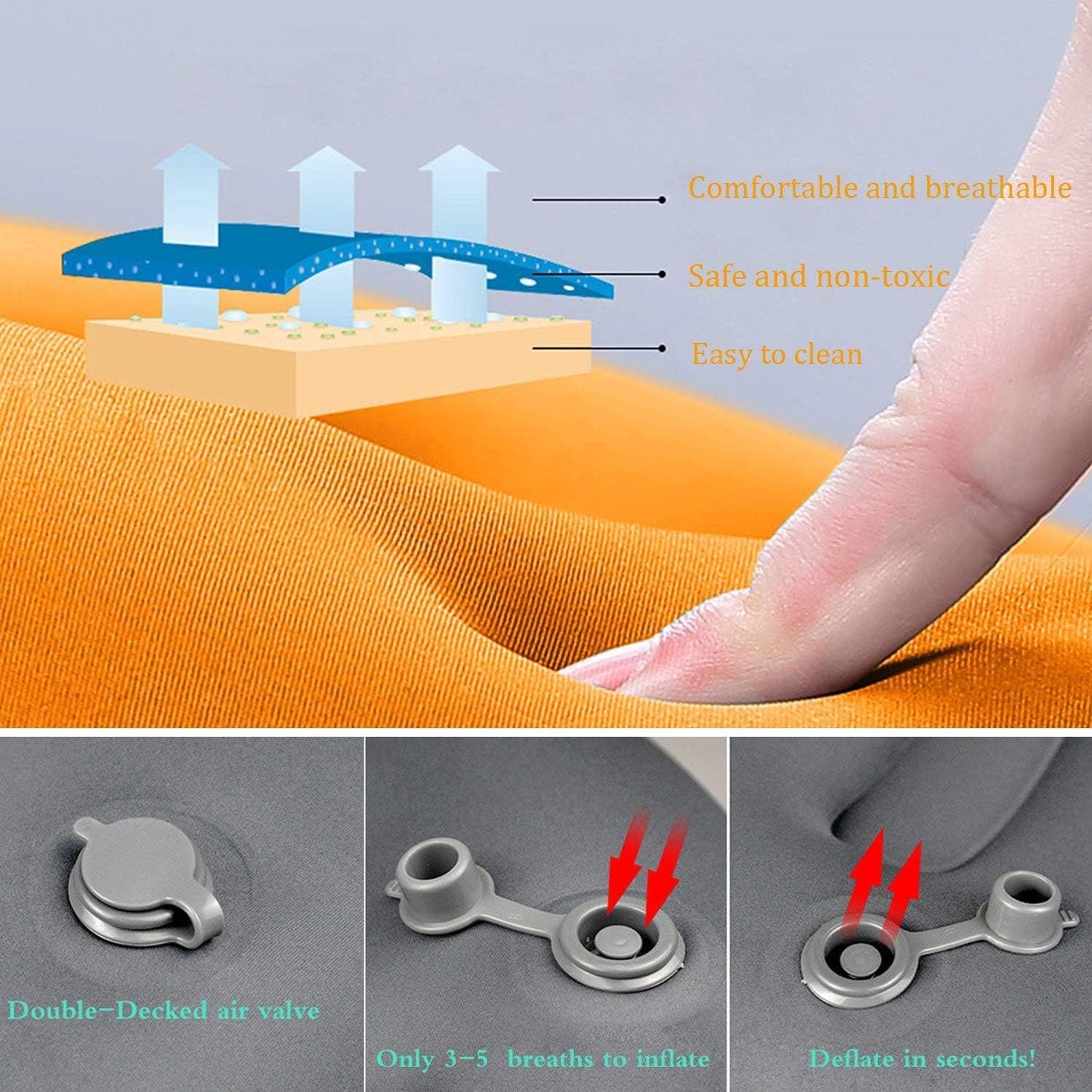 SUNYAO Ultralight Inflatable Camping Pillows - Compressible, Compact, Inflatable, Comfortable, Ergonomic Pillow for Neck & Lumbar Support While Camping,Backpacking,Hiking