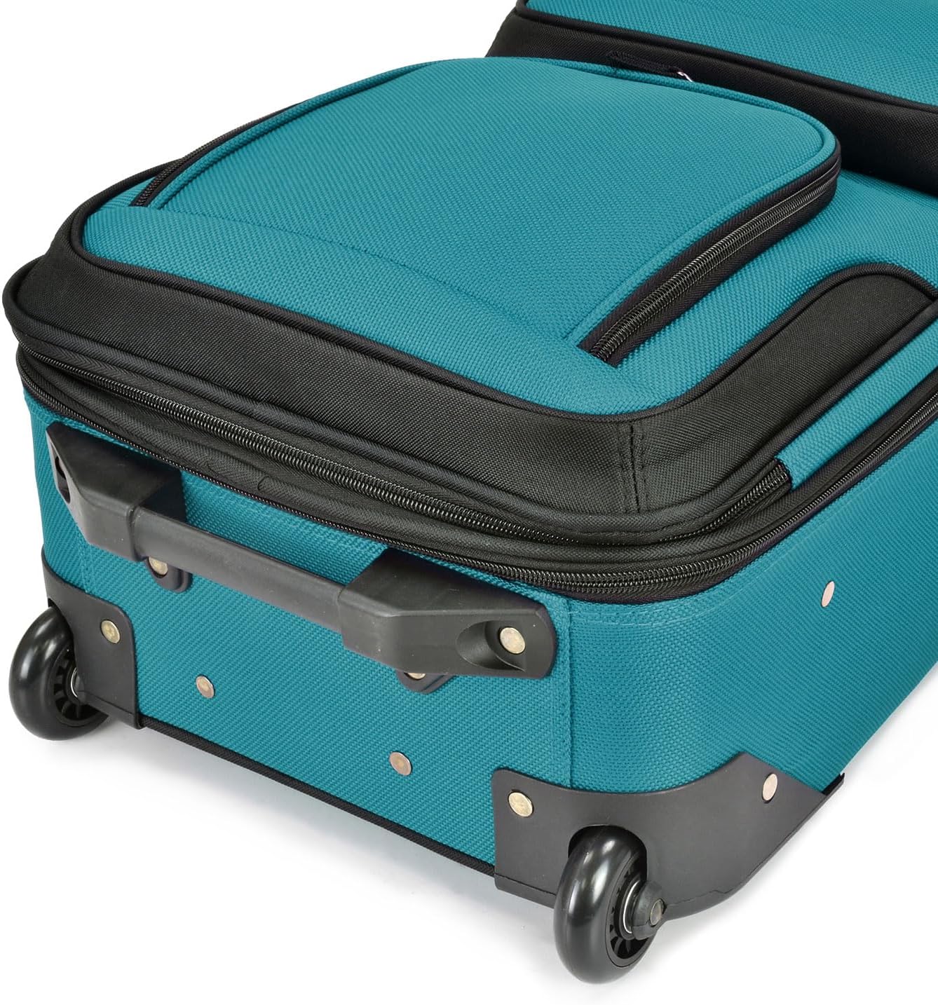 U.S. Traveler Lightweight Rolling 20" Carry On Luggage Softside Suitcase, Teal, 2 Wheel Single