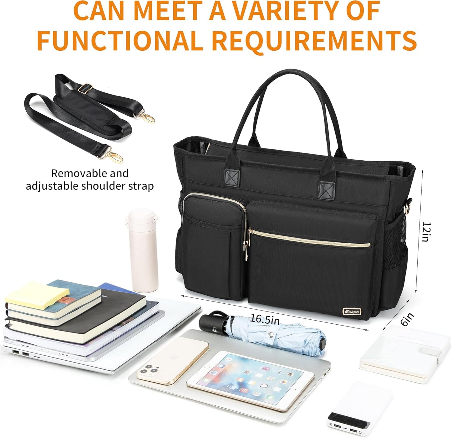 Laptop Tote Bag, Middle Size Computer Messenger Teacher Bag with 15.6'' Padded Laptop Sleeve