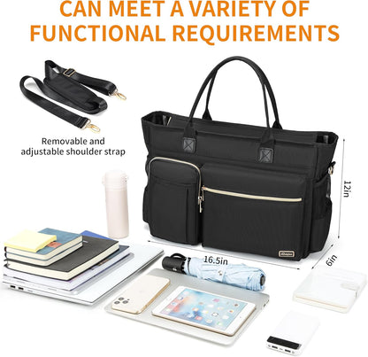 Laptop Tote Bag, Middle Size Computer Messenger Teacher Bag with 15.6'' Padded Laptop Sleeve