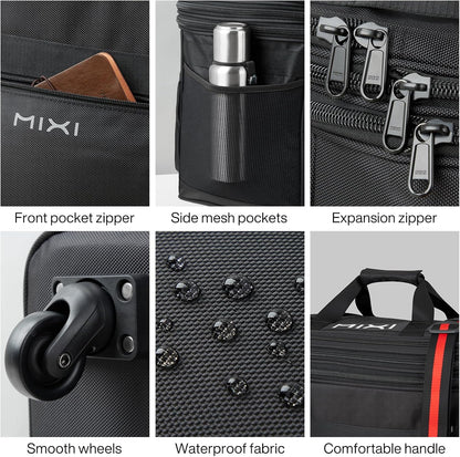 mixi Travel Bag with Wheels Expandable Foldable Luggage Bag Collapsible Rolling Travel Bag Duffel Bag Large Capacity Suitcase for Men Women, Black