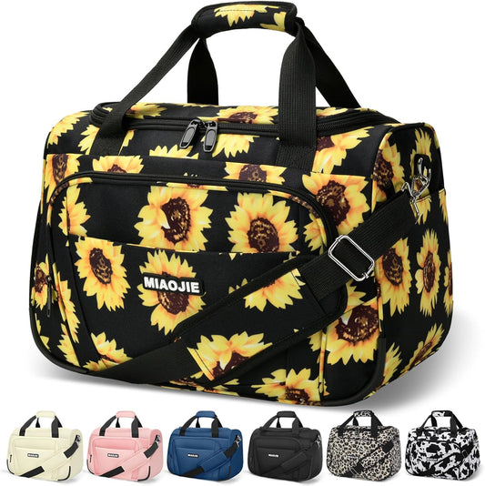 Underseat Carry On Luggage Lightweight Travel Tote Weekender Bag Overnight Duffle Bag for Travel, Travel Essentials Personal Item Travel Bag for Women and Men, Sunflower-16Inch