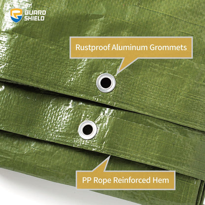 GUARD SHIELD Tarp Green 12x12 Feet Multi Purpose Waterproof Poly Tarp Cover 5mil