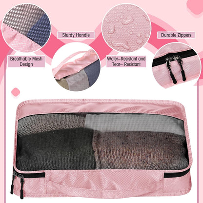 5 Pcs Packing Cubes for Suitcase Large Travel Cubes Carry on Luggage Organizer Bags for Clothes Accessories(M,Pink)