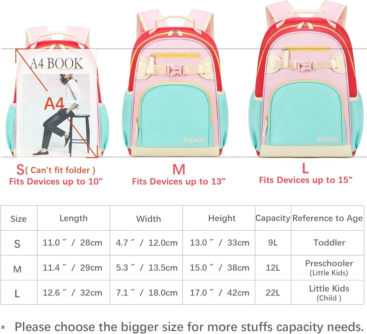 Cute Mini Toddler Backpacks for Girls 2-4 Little Kids Backpack preschool Bookbag (Aqua Pink Red)