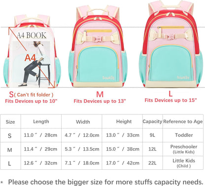 Cute Mini Toddler Backpacks for Girls 2-4 Little Kids Backpack preschool Bookbag (Aqua Pink Red)
