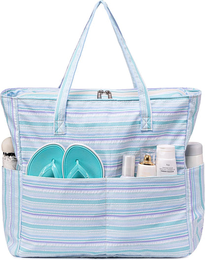 Waterproof Beach Tote Pool Bags for Women Ladies Extra Large Gym Tote Carry On Bag With Wet Compartment for Weekender Travel