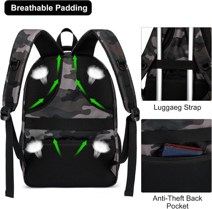 Backpack for Boys Men, School Backpack for Teens Girls, Lightweight Casual High School Bookbag, Daily-use Travel Laptop Backpack with USB Charging Port Fits 15.6 Inch Notebook