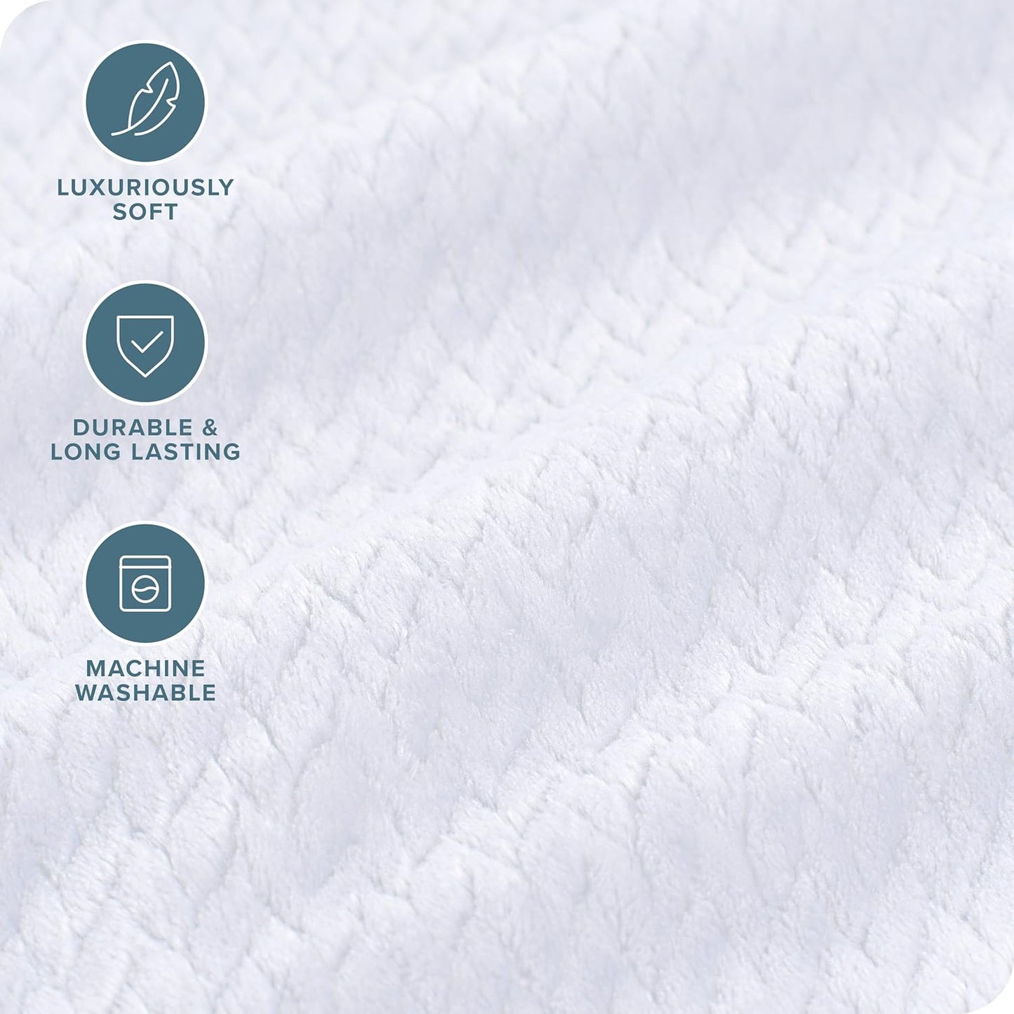 Bare Home Textured Fleece Blanket - Full/Queen - Ultra-Soft Lightweight for Bed, Sofa, and Couch - Luxury Microplush - Cozy Warm Blanket (Full/Queen, Chevron White)