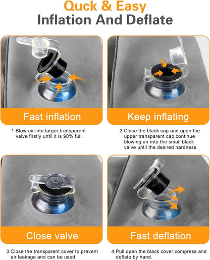 Sunany Inflatable Foot Rest Pillow for Travel, Kids/Adults Airplane Travel Pillow-Adjustable Height Cushions,for Kids to Sleep While Traveling,Suitable for Office, Home and Any Travell (1 Pack)