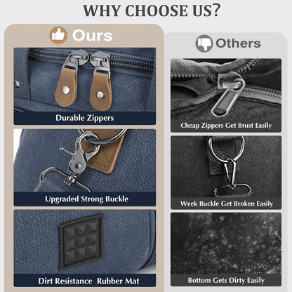 Gonex Canvas Duffle Bag for Travel 60L Expandable Duffel Weekend Overnight Bag men (Denim Blue)