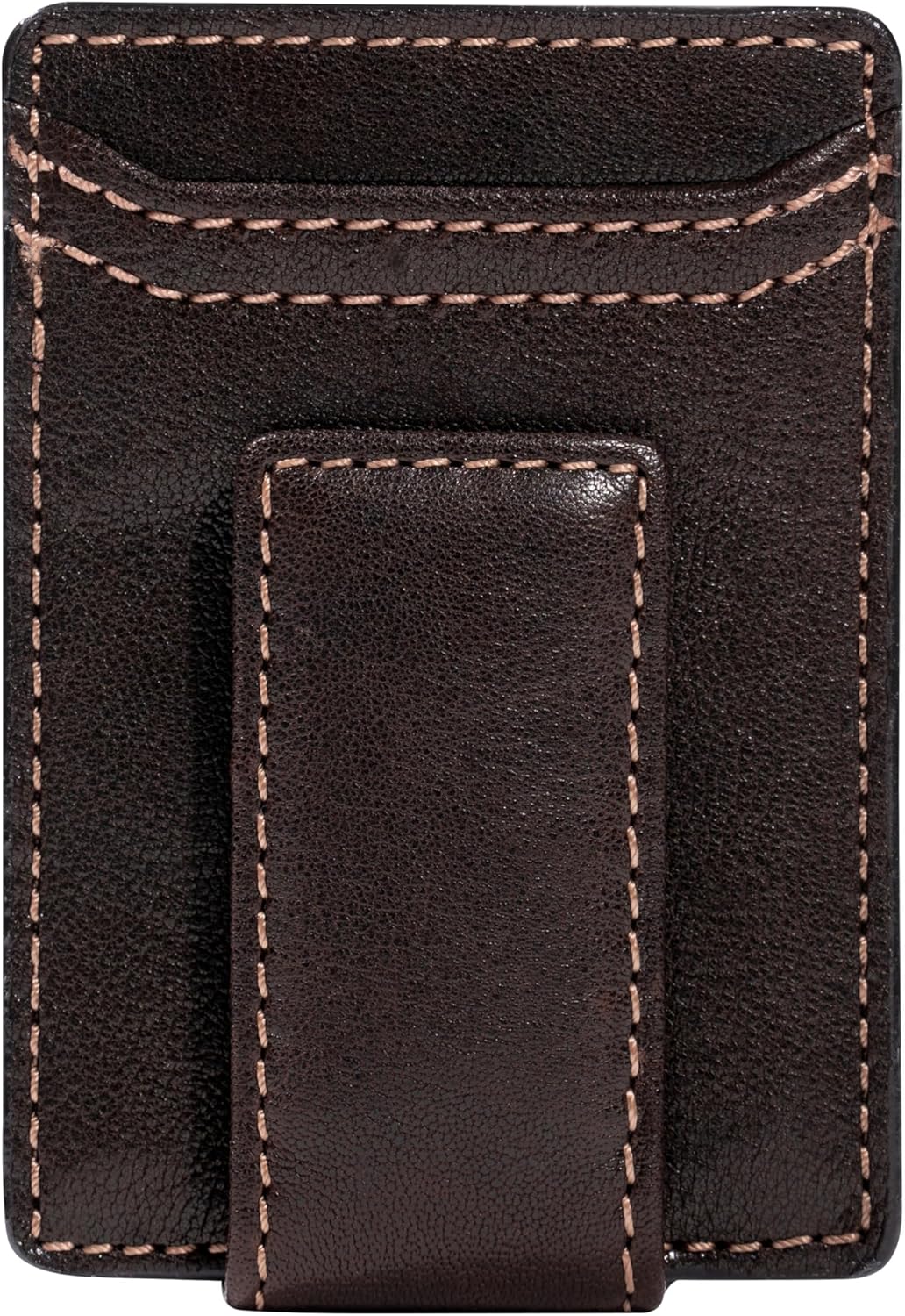 House of Jack Co. Corbin Slim Money Clip Wallet for Men, Strong Magnetic Clip with Exterior ID Window, Full Grain Cowhide Leather Front Pocket, Brown