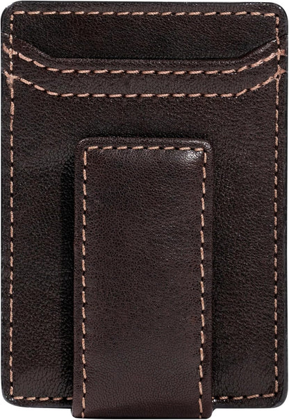 House of Jack Co. Corbin Slim Money Clip Wallet for Men, Strong Magnetic Clip with Exterior ID Window, Full Grain Cowhide Leather Front Pocket, Brown