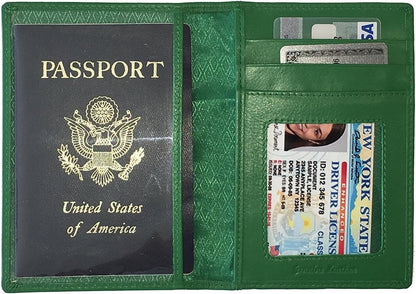 Personalized Monogrammed Emerald Green Leather RFID Passport Wallet