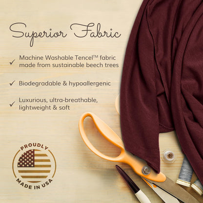 Happyluxe Odyssey Travel Pillow for Long Flights - Soft, Small, Alternative to Down and Memory Foam. 17 x 13in - Made in The USA, Cabernet Red Airplane Pillow for Adults Sleeping, Camping or Nap