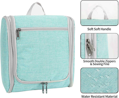 Della Gao Travel Toiletry Bag for Men and Women, Bathroom Bag, Water-Resistant Nylon (L, Green)