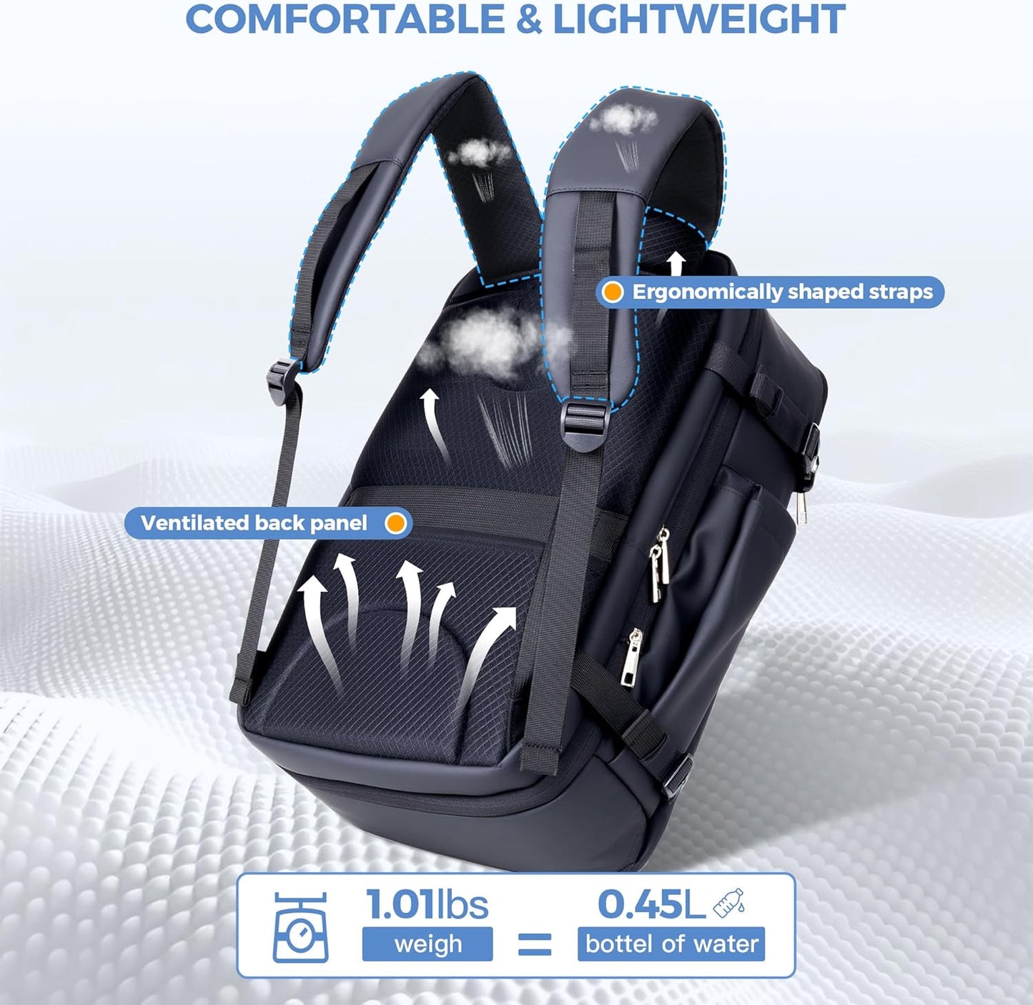 SHOWKOO Travel Backpack For Man Women, Airline Approved Carry On Laptop Backpack For Business, 40L Expandable Large Capacity Backpack, Black