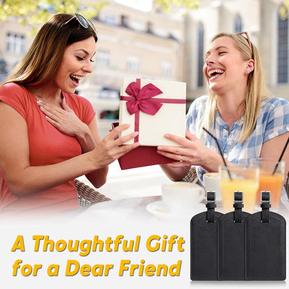 3 Pack Luggage Tags for Suitcases, TSA Approved Bag Tags, Baggage Tags with Privacy Protection, Travel Essentials Luggage Accessories, Black