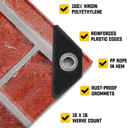 Core Tarps Extreme Heavy Duty 20 Mil Tarp Cover, Waterproof, UV Resistant, Rip and Tear Proof, Poly Tarpaulin with Reinforced Edges for Roof, Camping, Patio, Pool, Boat (Bricks/Black 30′ X 40′)