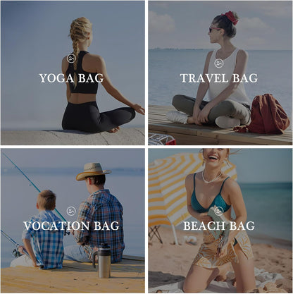 YOOLIFE Initial Canvas Waterproof Beach Tote Bag Zipper Personalized Gifts for Women Her Birthday Travel Beach Essential