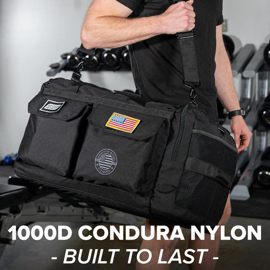 Serious Steel Fitness Heavy Duty 1000D Nylon Duffel Gym Bag (Black - Big Bud)