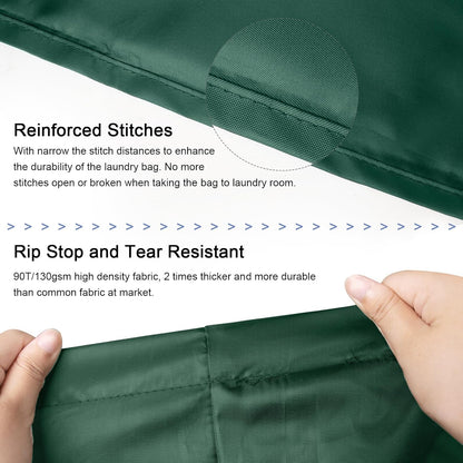 Polecasa Small Heavy Duty Laundry Bag with 130gsm Tear Resistant Fabric and Handles, Easy to Carry Durable Dirty Clothes Drawstring Bag, Perfect for College Dorm, Travel 21”x24”, Green