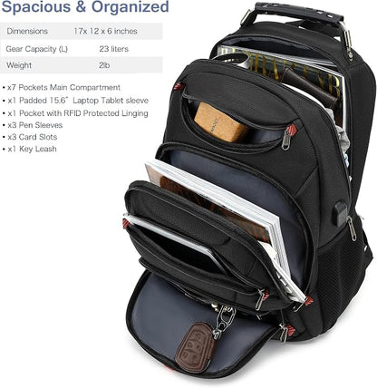 Boniyee Travel Backpack 17.3 Inch, Business Anti-Theft Laptop Bag - Image 2