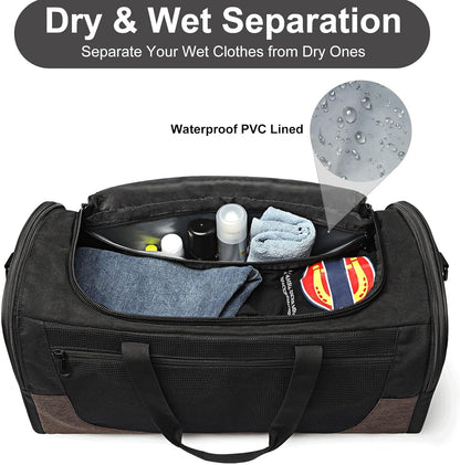 Gym Duffle Bag for Men and Women, Small Travel Duffle Bag Fitness Workout Bag with Wet Pocket and Shoes Compartment 40L Lightweight, Water Resistant Large Weekender Overnight Bags, Christmas Gift