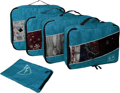 5 Set Packing Cubes for Travel Large Suitcase Luggage Organizer Bags Travel Accessories Vacation 4 Cubes 1 Laundry Pouch Bag