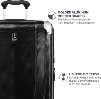 Travelpro Pathways 3 Hardside Expandable Luggage, 8 Spinner Wheels, Lightweight Hard Shell Suitcase, Checked Large 28 Inch, Black Knight