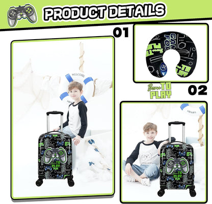 Kid’s Luggage Set 5 Piece Suitcase Set 16’’ Hardside Luggage with Spinner Wheels Girls Boys Carry on Luggage Travel Rolling Luggage Airline Approved