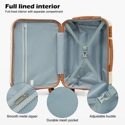 LONG VACATION 3 Piece Carry On Luggage 20 Inch Suitcase with Spinner Wheels, ABS+PC Hardshell Suitcase set with TSA Lock & YKK Zipper