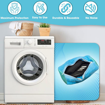 Shoe Washing Machine Bag - 2Pcs Reusable Shoe Laundry Bag for Washing Machine & Dryer Shoe Washing Bag for Sneakers, Tennis Shoes & Stain Removal (Blue)
