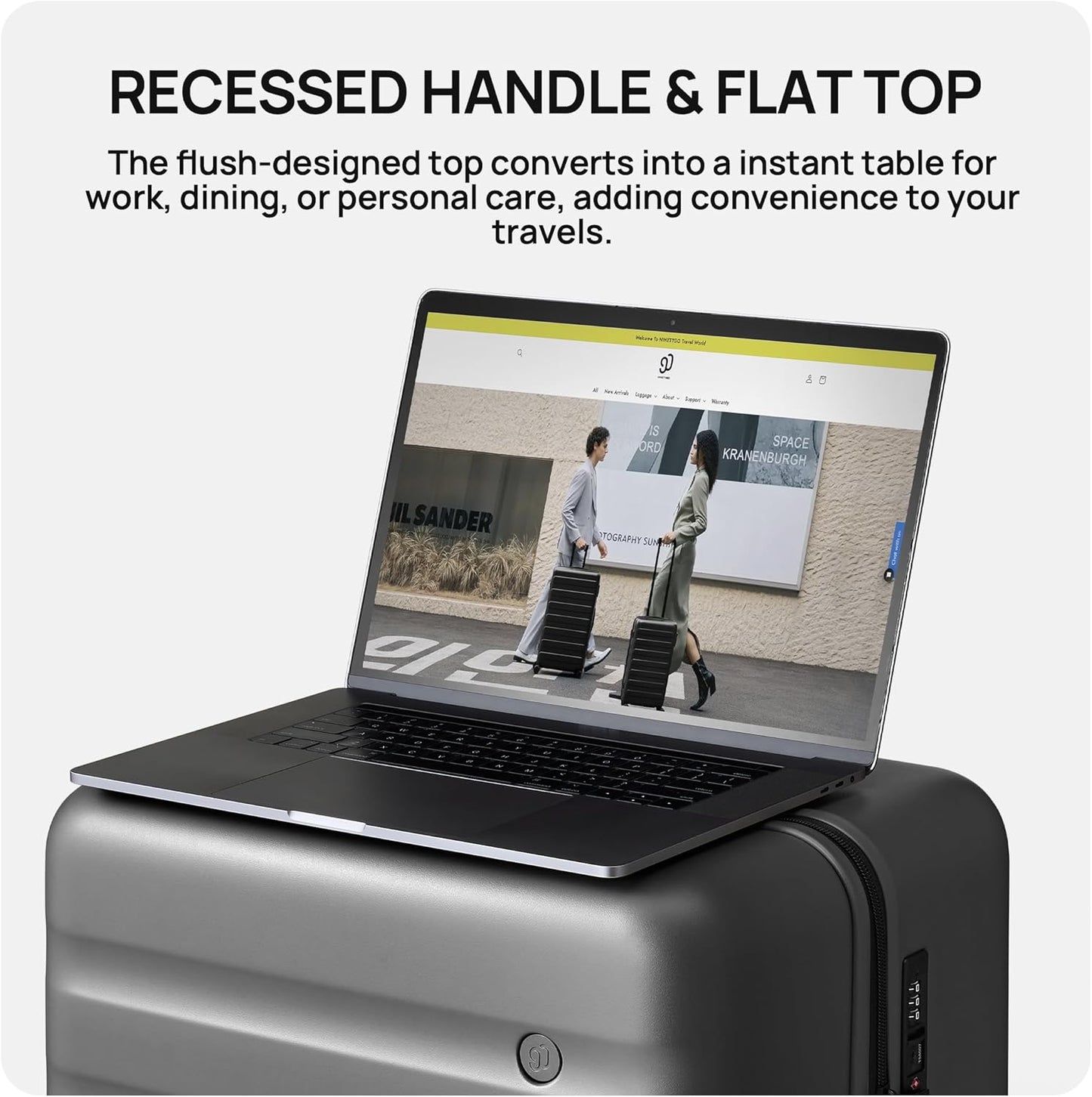 NINETYGO Carry On Luggage 22x14x9 Airline Approved, 20 Inch Luggage with Smooth Spinner Wheels, Lightweight, Hard Shell PC Suitcase Carry-On, Travel Luggage, TSA Approved (Grey, Rhine Basic2.0)