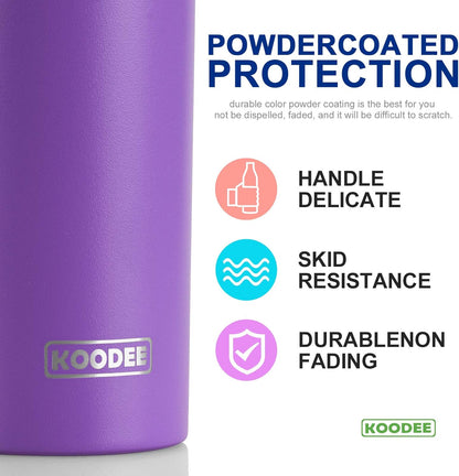 koodee 20 oz Tumbler with Lid and Straw-4 Pack Skinny Tumbler Stainless Steel Double Wall Insulated Coffee Cup (Sky Blue/Pink/Purple/Black