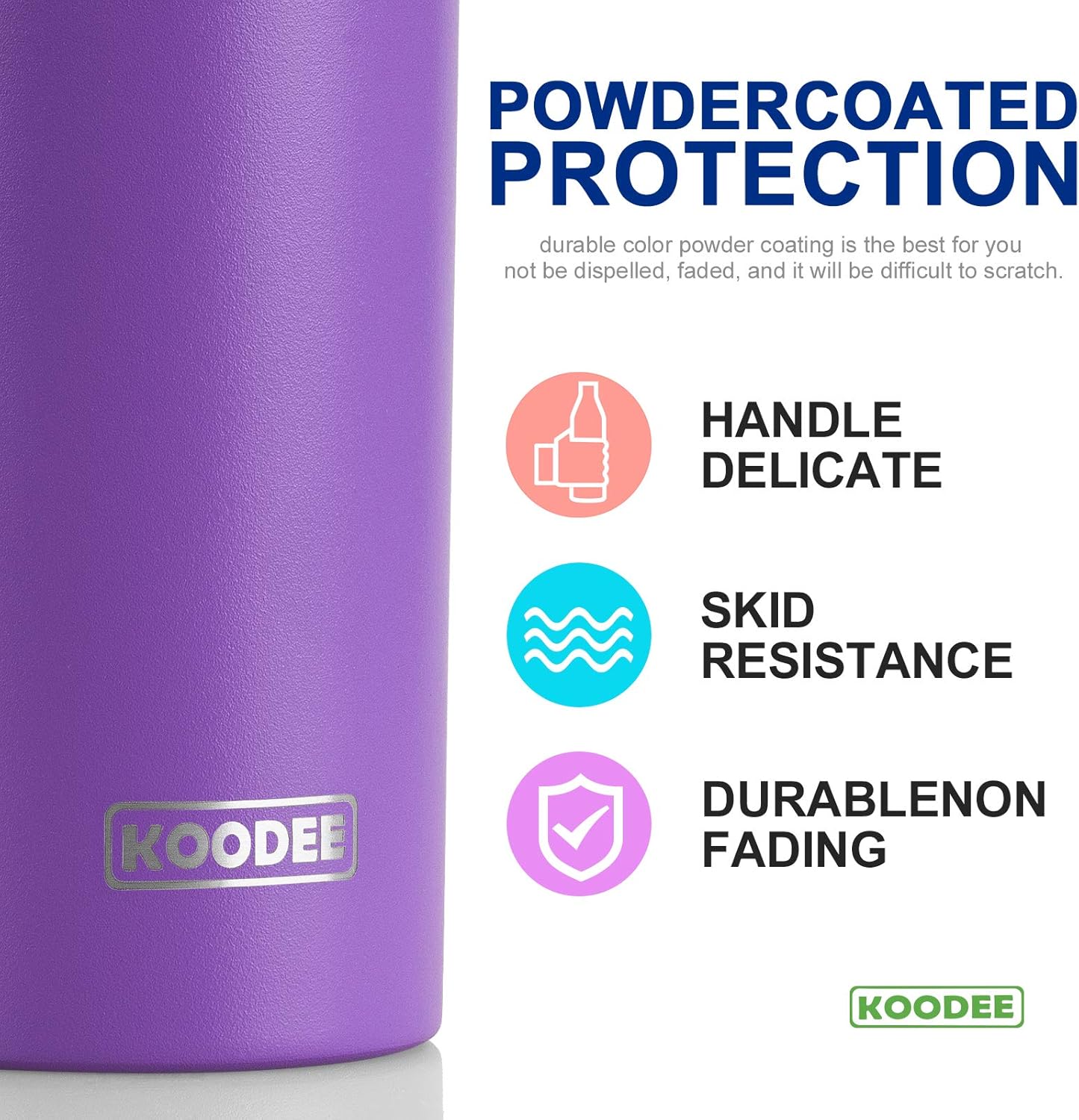 koodee Tumbler with Lid and Straw-20 oz Stainless Steel Vacuum Insulated Coffee Traver Mug for Women- Beach Cup Tumbler (Purple-Black)