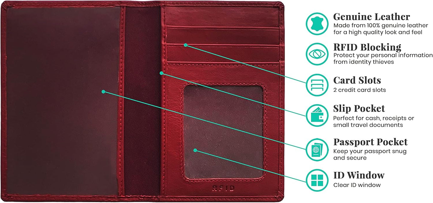 Personalized Monogrammed Merlot Leather RFID Passport Wallet